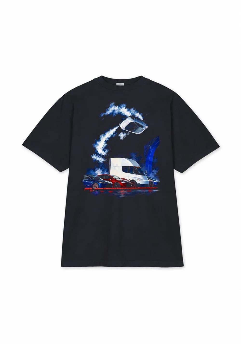 Flying Cars Tee — Navy, back